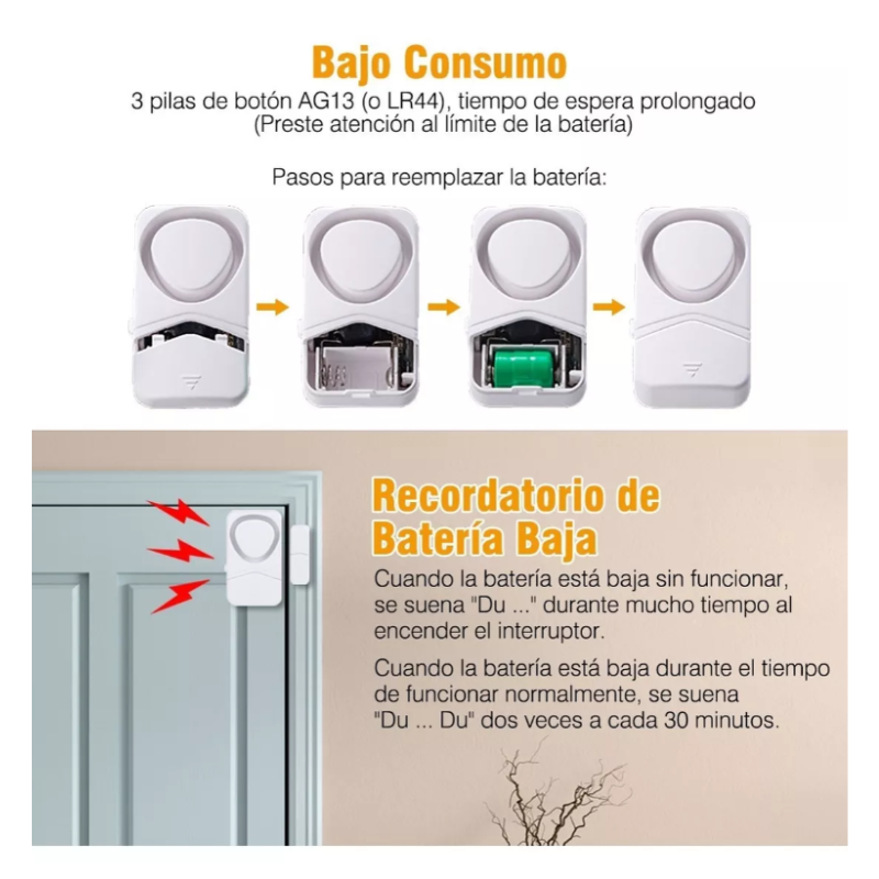 Alarma Sensor Magnético Inalámbrico Para Puerta/ventana 1pz