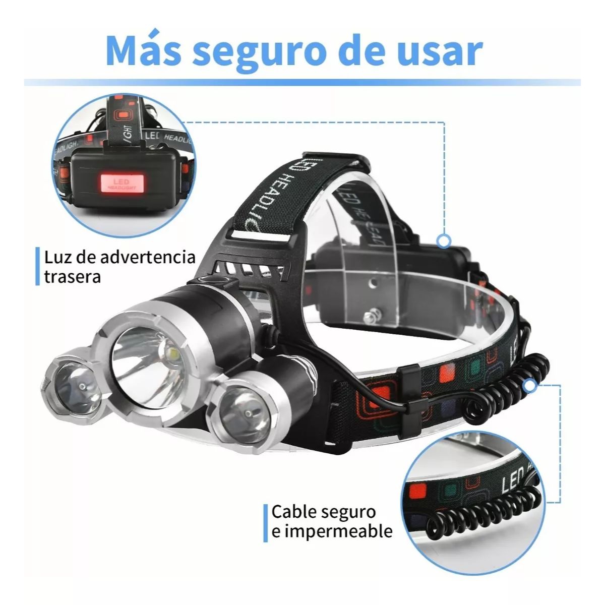 Lámpara minera de 5000 lumen T6 Negra