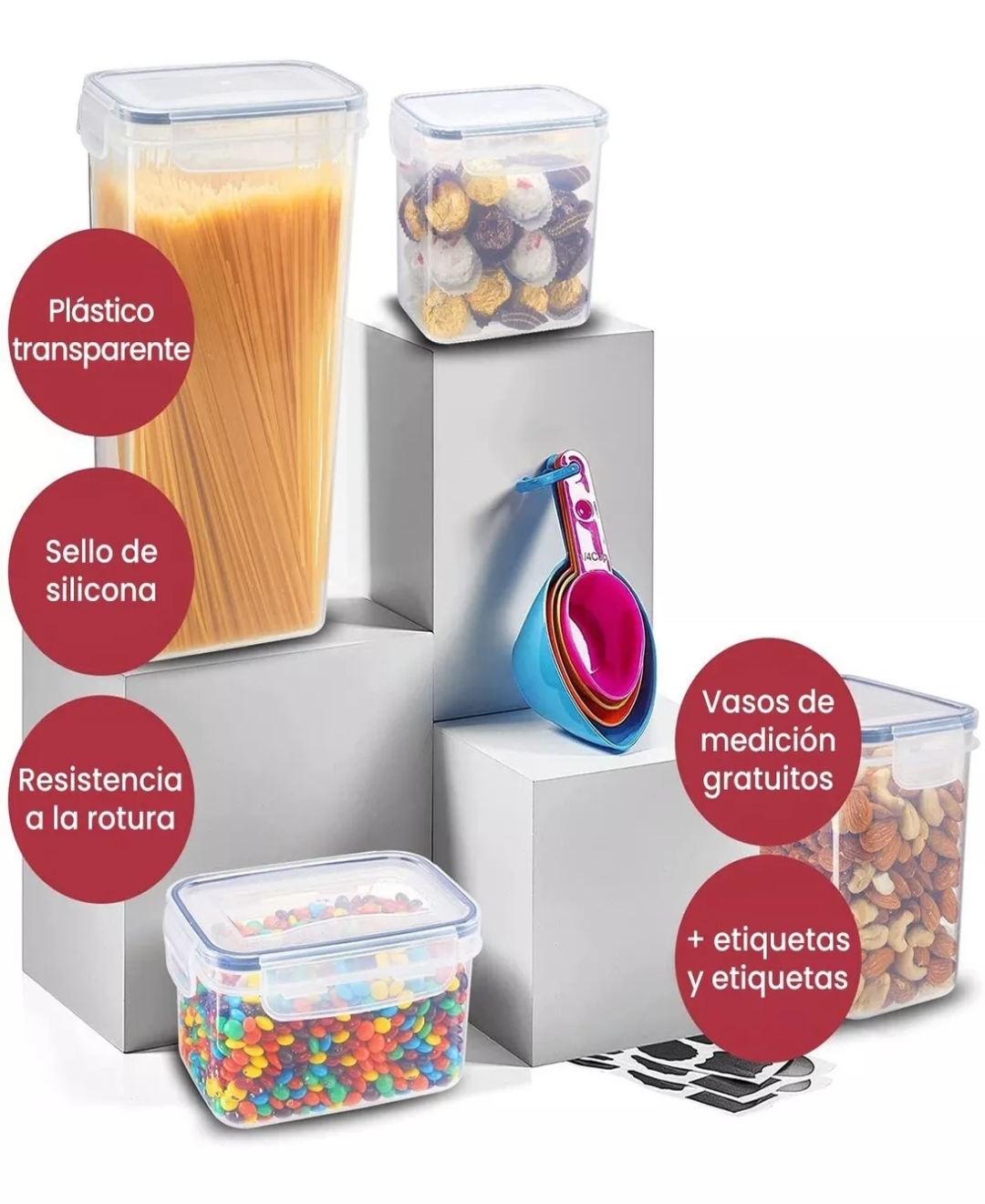 Juego De 42 Recipientes Herméticos De Almacenamiento Cocina