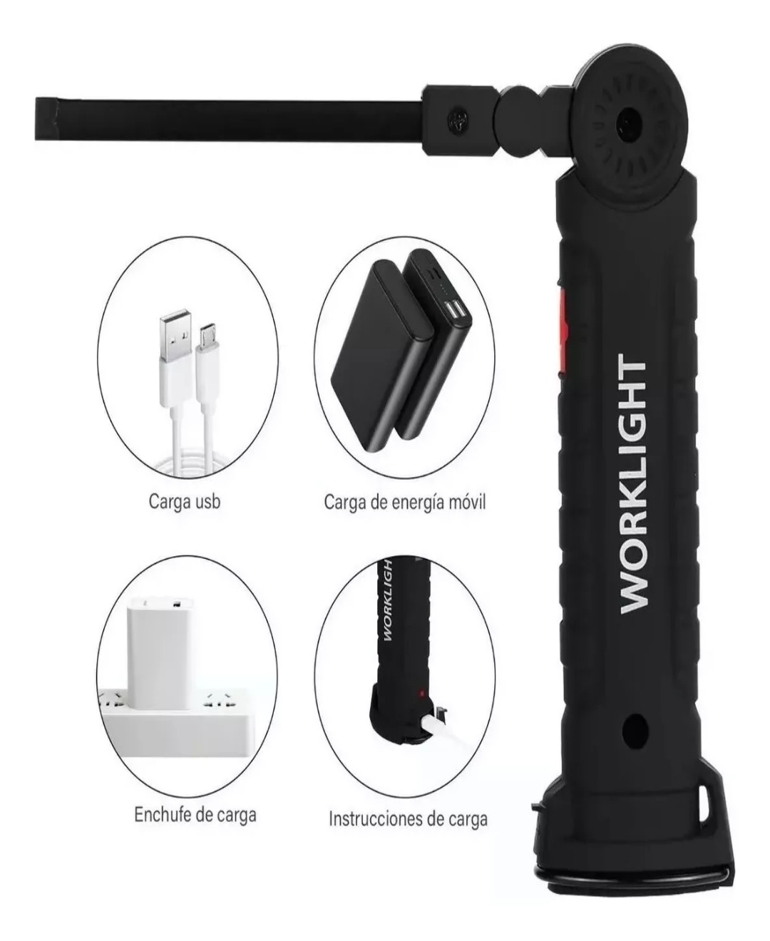 Lámpara Linterna Trabajo Inspección Recargable Usb Con Imán