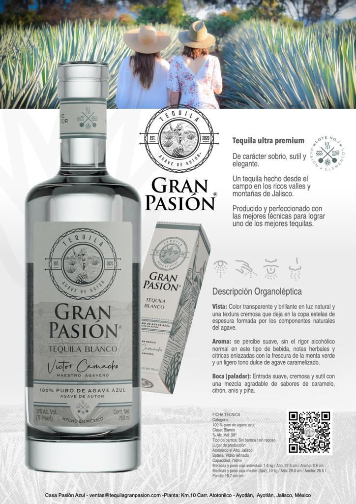 Tequila Gran Pasión, 100% Puro De Agave Azul, 750 Ml