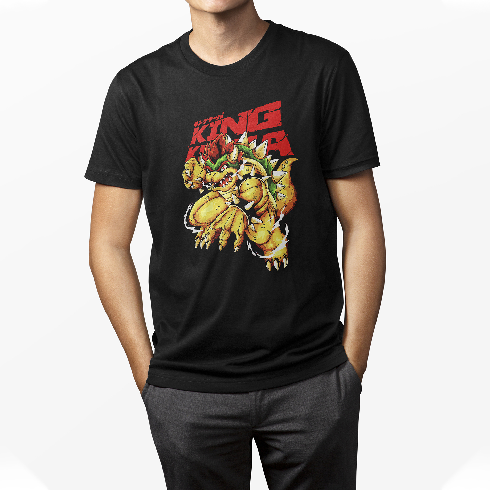 Playera Casual Negra Hombre Juegos Video Mario Bros Bowser