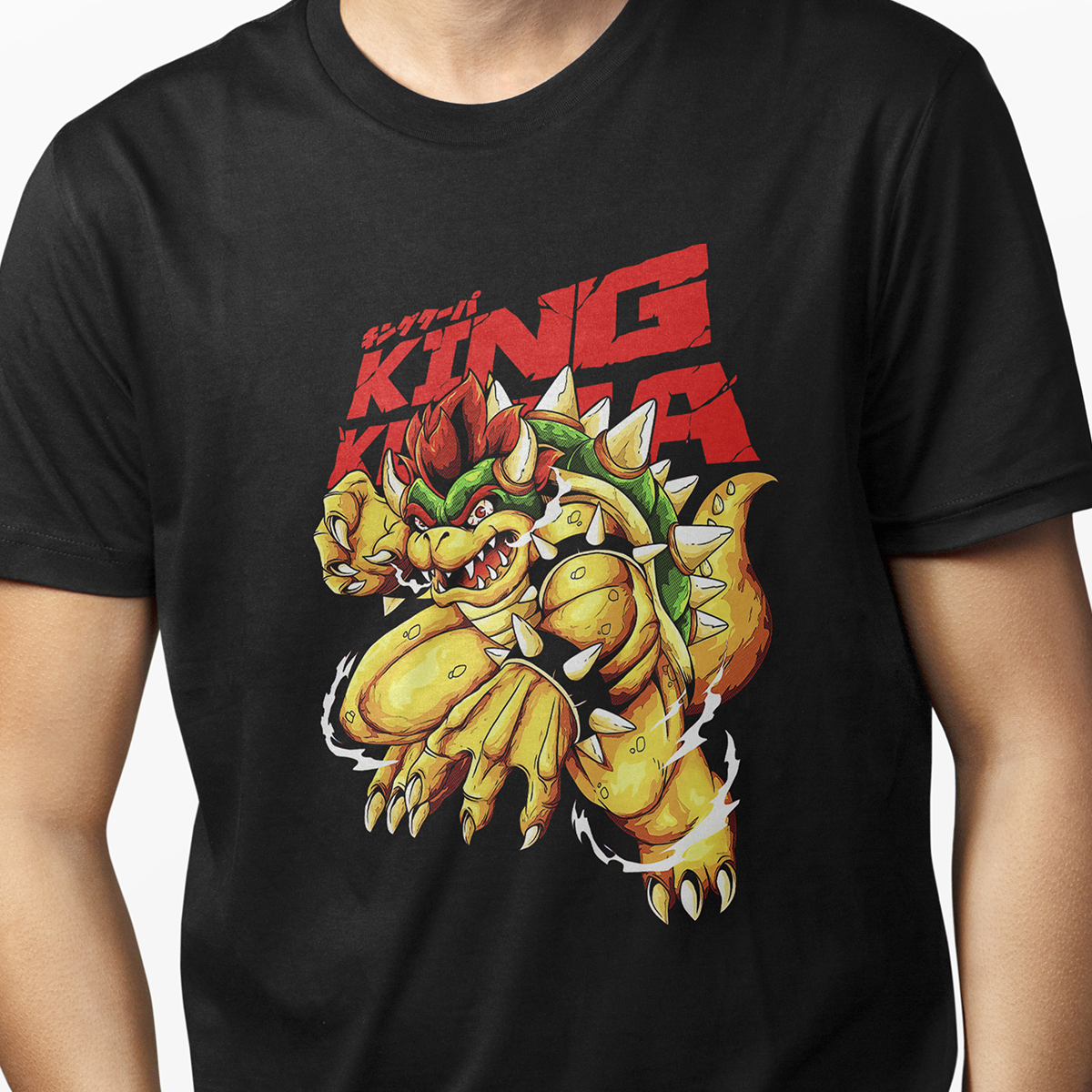 Playera Casual Negra Hombre Juegos Video Mario Bros Bowser