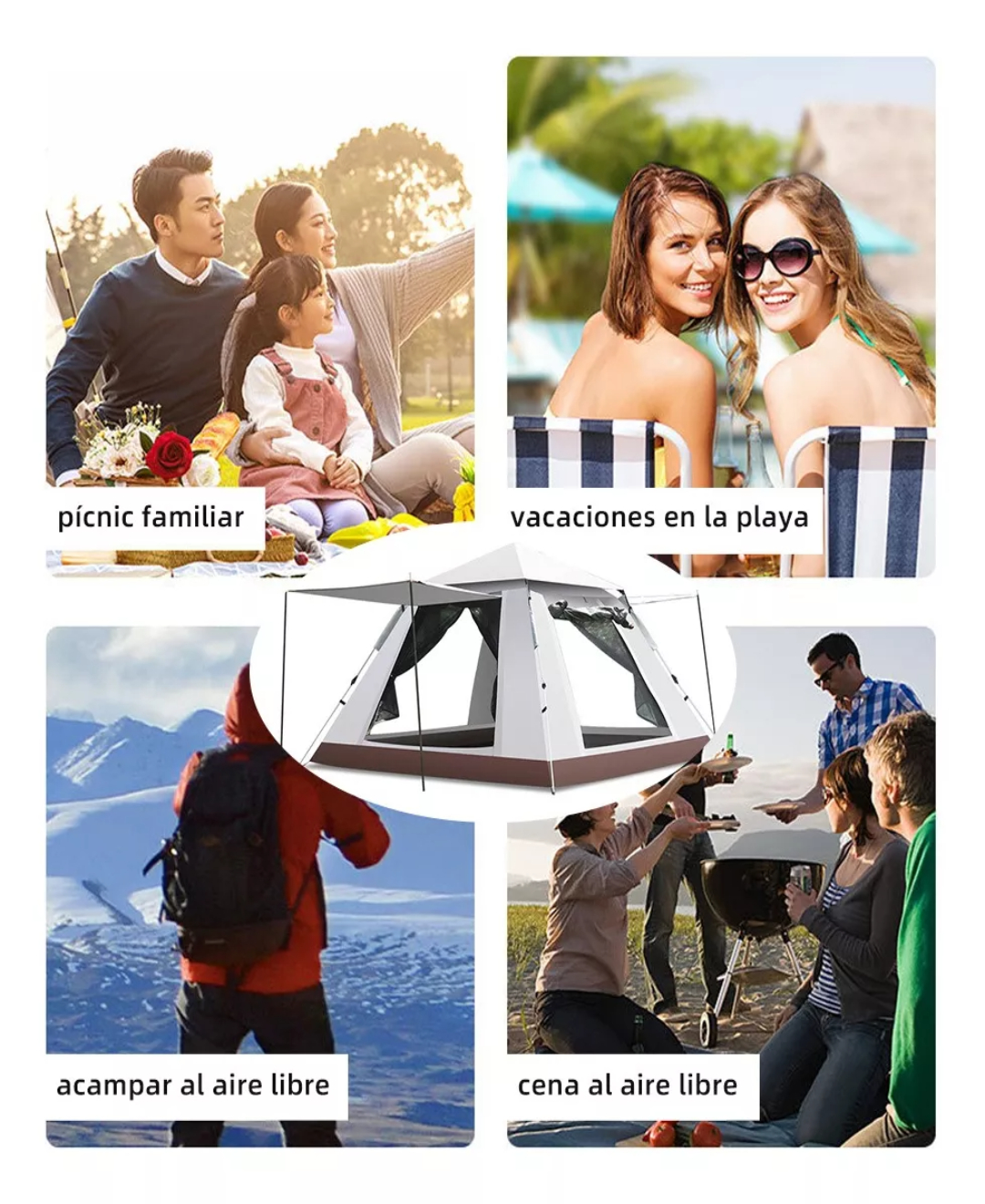 Tienda Casa Campaña Grandes Para Acampar 4-6persona215x215cm.