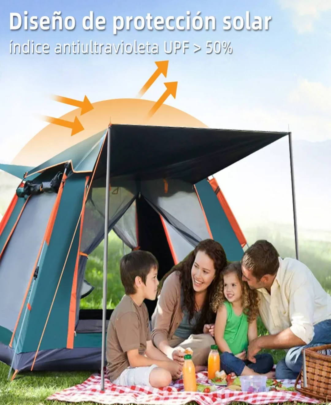 Tienda Casa Campaña Grandes Para Acampar 4-6persona215x215cm.