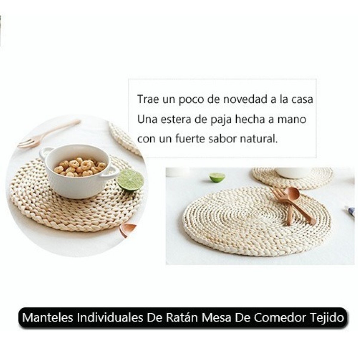 Manteles Individuales De Ratán Mesa De Comedor Tejido 32 cm Color Marrón claro