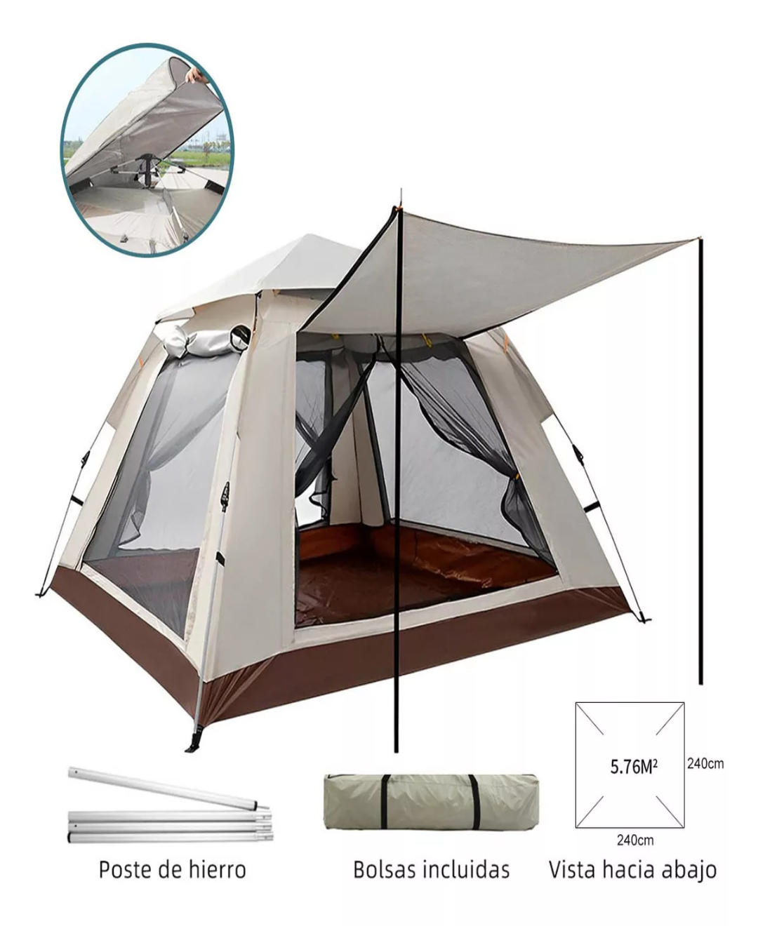 Tienda Campaña Casa Camping Acampar Alta Capacidad 240*240cm
