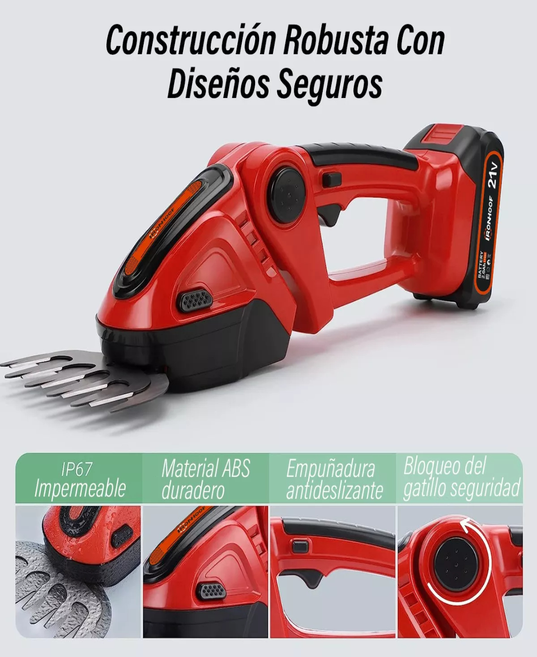 Mini Cortasetos Eléctrico Inalámbrico 2 En 1 Con 2 Baterías