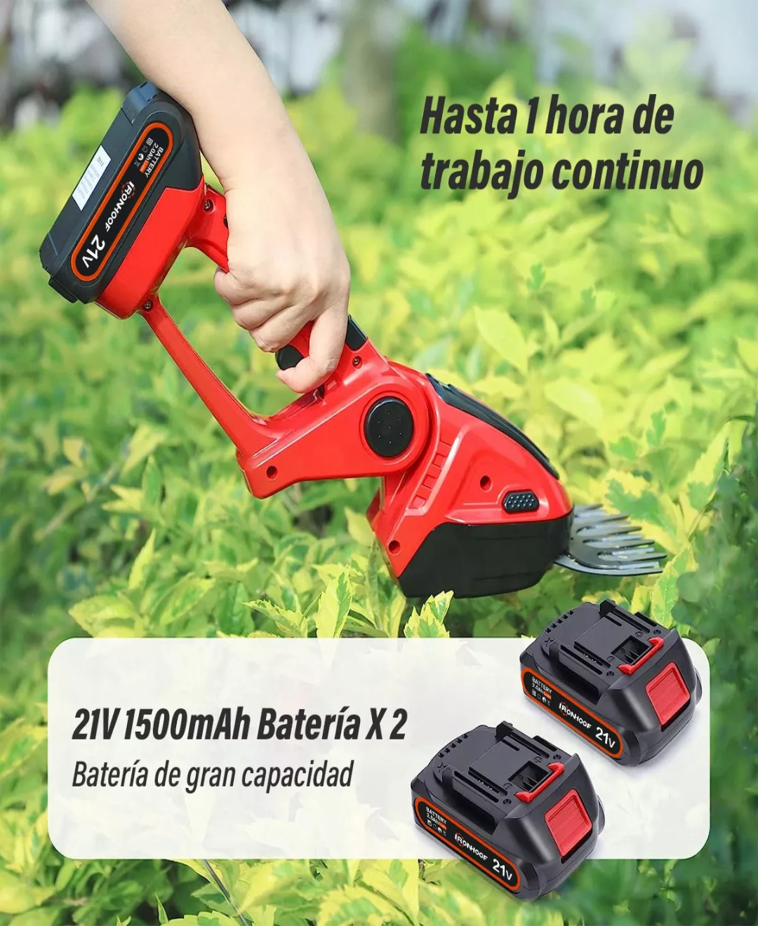 Mini Cortasetos Eléctrico Inalámbrico 2 En 1 Con 2 Baterías
