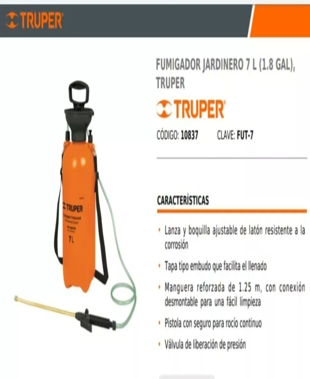 Fumigador 7 Litros Truper 10837