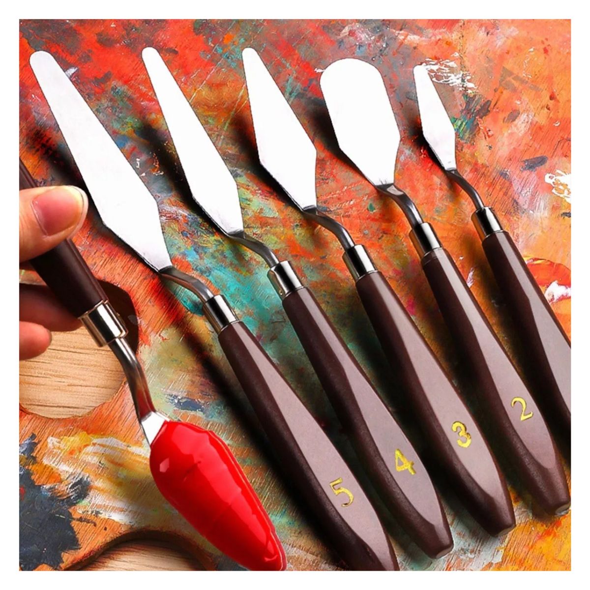 Espatulas Pintar Oleo Arte Escultura Pintura Artista 5 Pzs Marrron