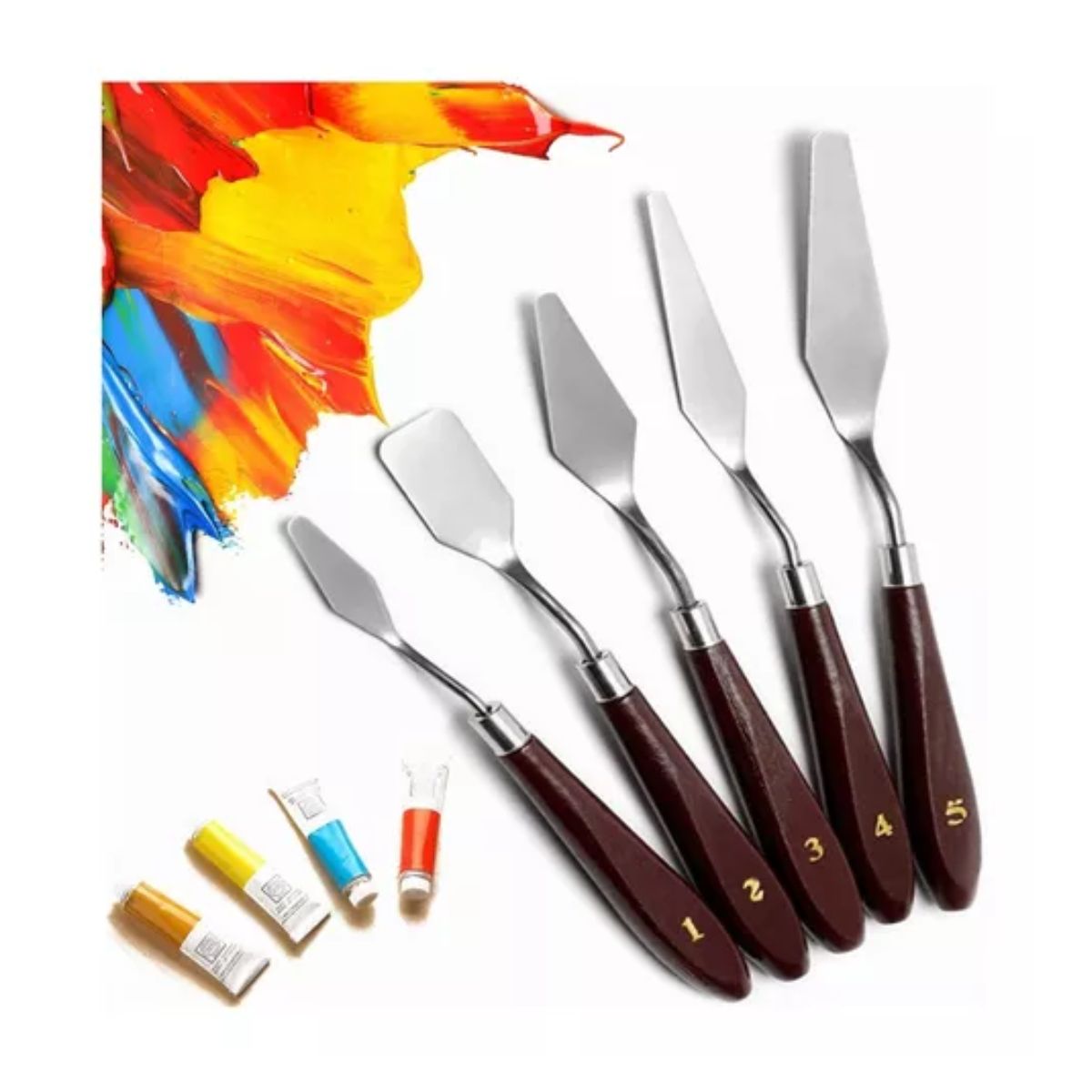 Espatulas Pintar Oleo Arte Escultura Pintura Artista 5 Pzs Marrron