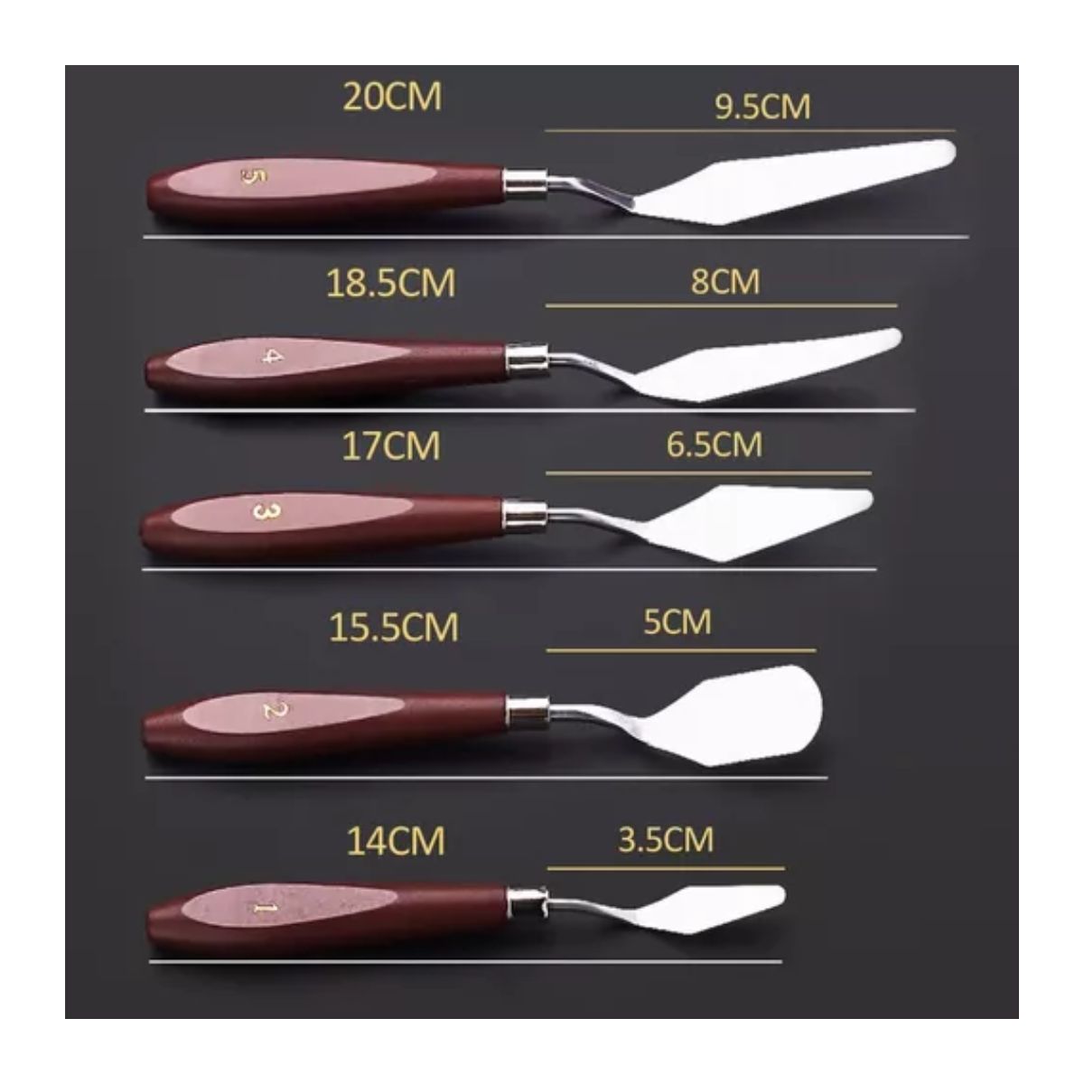 Espatulas Pintar Oleo Arte Escultura Pintura Artista 5 Pzs Marrron