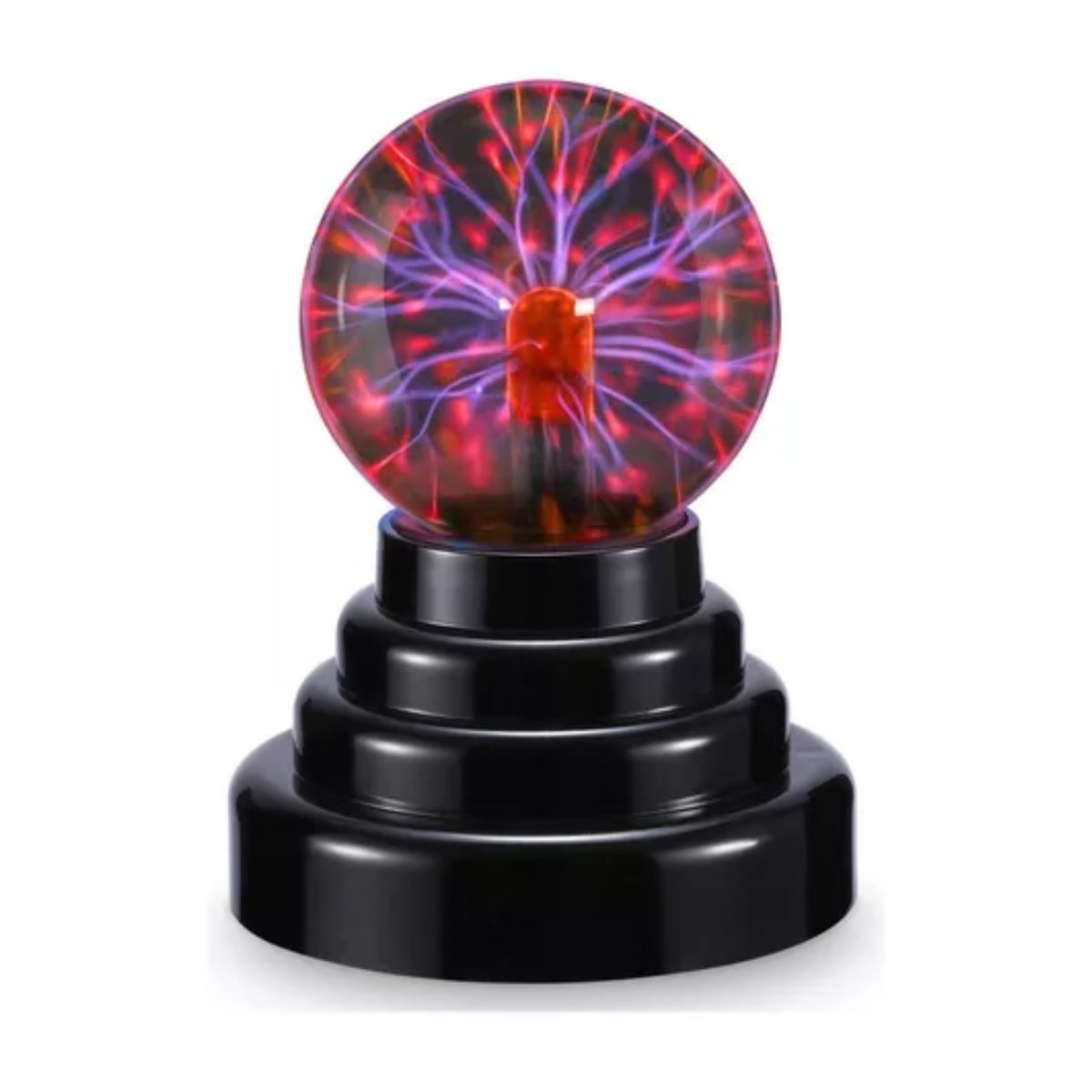 Lampara Bola Plasma Mesa Cristal Sensor Toques Eléctricos Base Negro