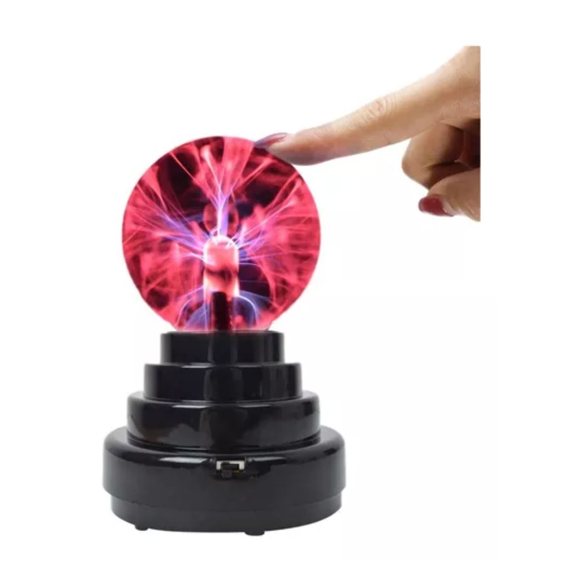 Lampara Bola Plasma Mesa Cristal Sensor Toques Eléctricos Base Negro