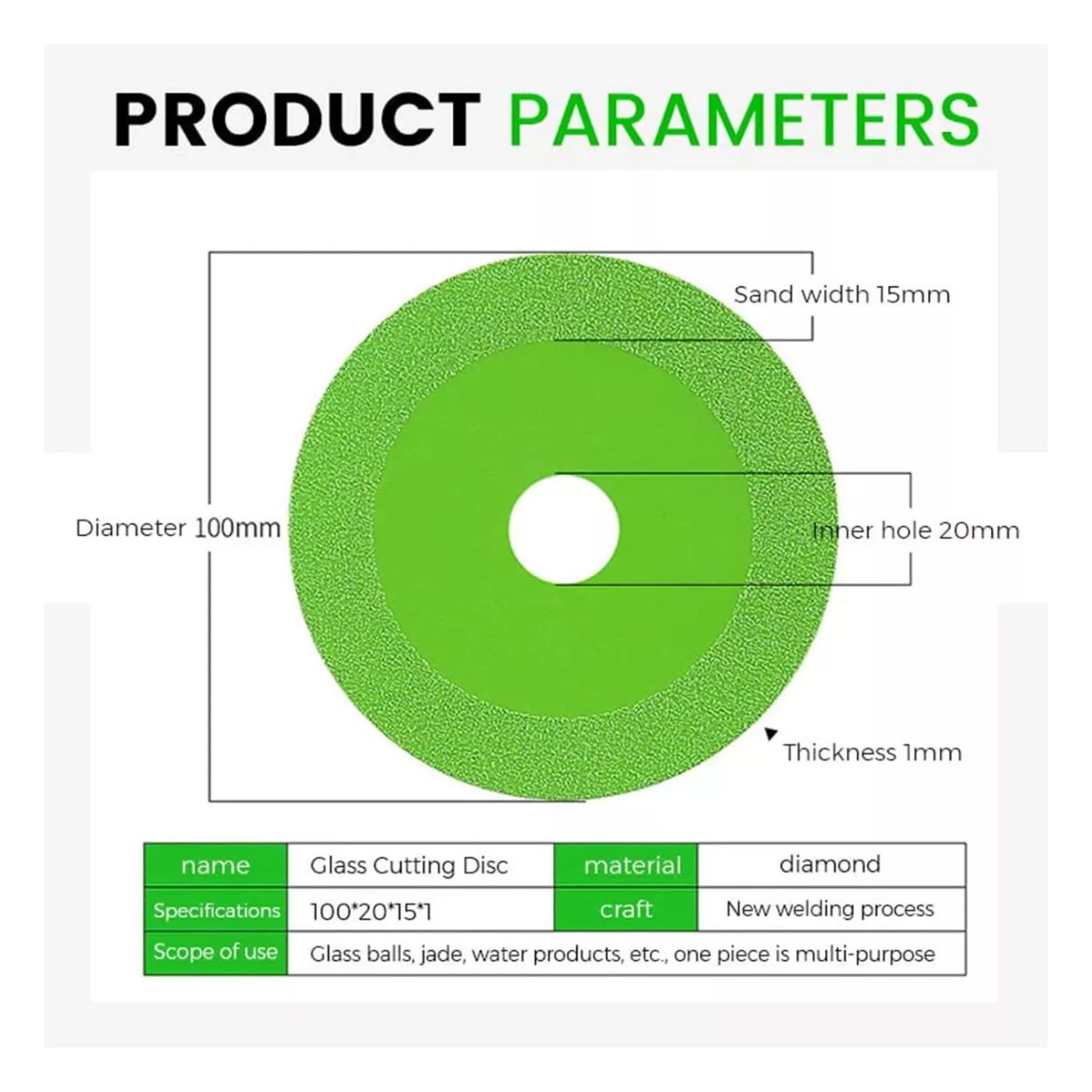 Disco De Corte Diamantado Para Vidrio/cerámicos/piedra 3 Pzs Verde