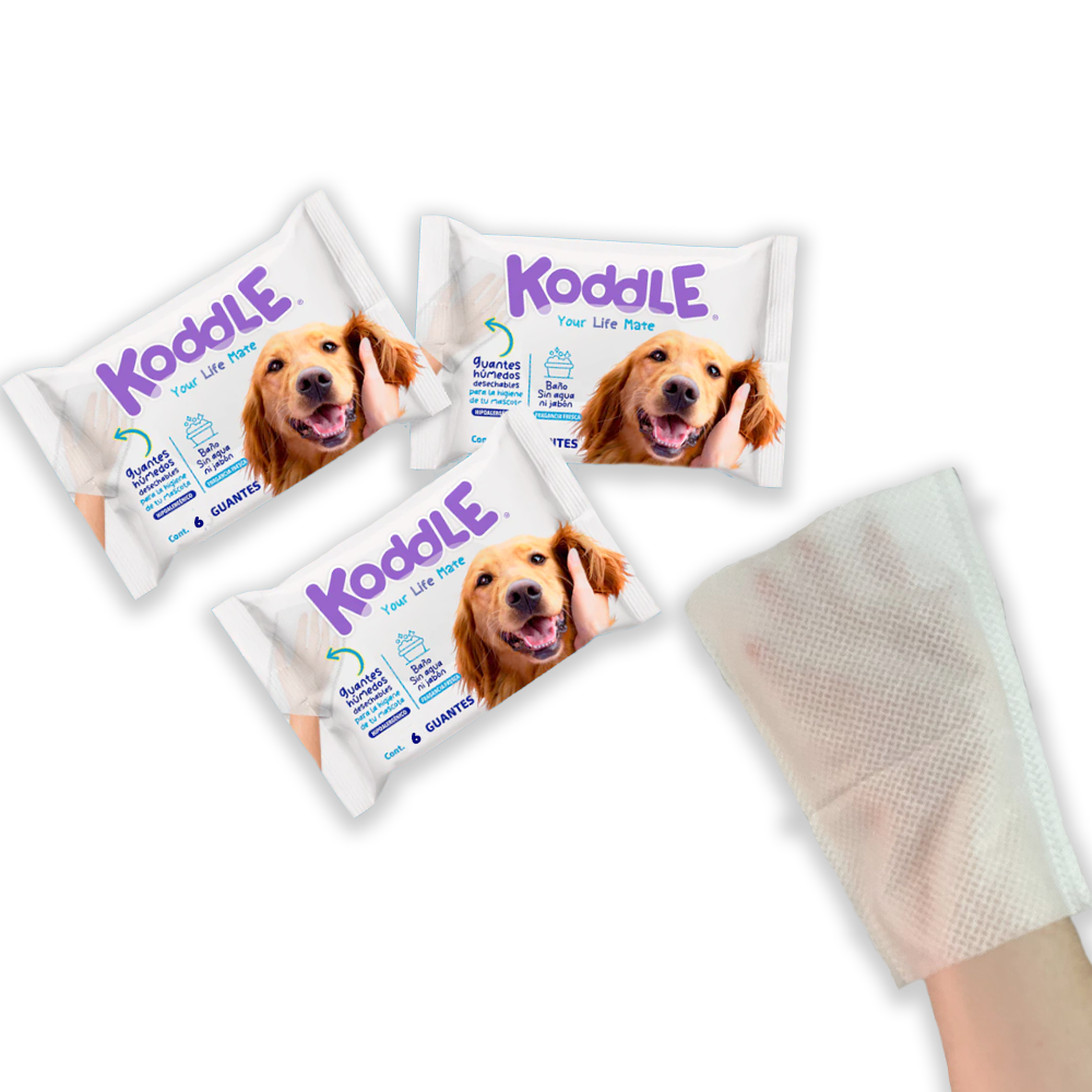Koddles Guantes Humedos Baño Mascotas Perro Gato Conejo Cuyo Hamster Raton Ratas Huron