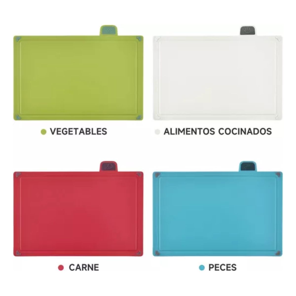 Tablas para Picar Gruesas de Cocina con Base 4 Piezas de Colores