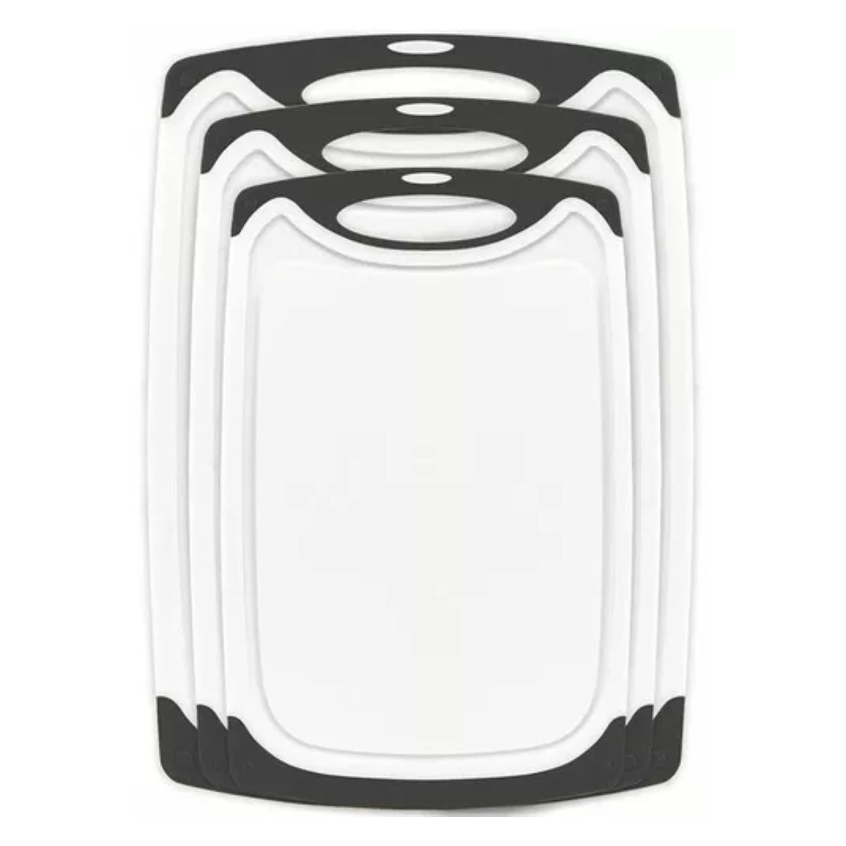 Set De 3 Tablas De Cocina Plástico Para Picar Cortar Con Asa Blanco/Negro