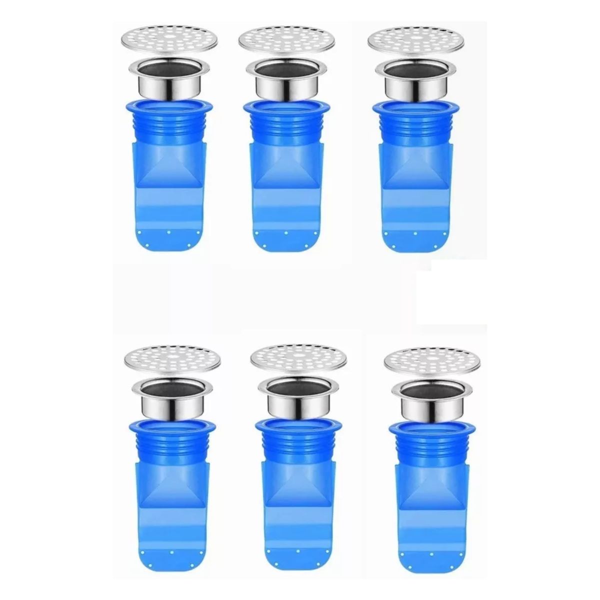 Válvula Antiolores+no Retorno+anti Bichos, Para Coladera 6pz Azul