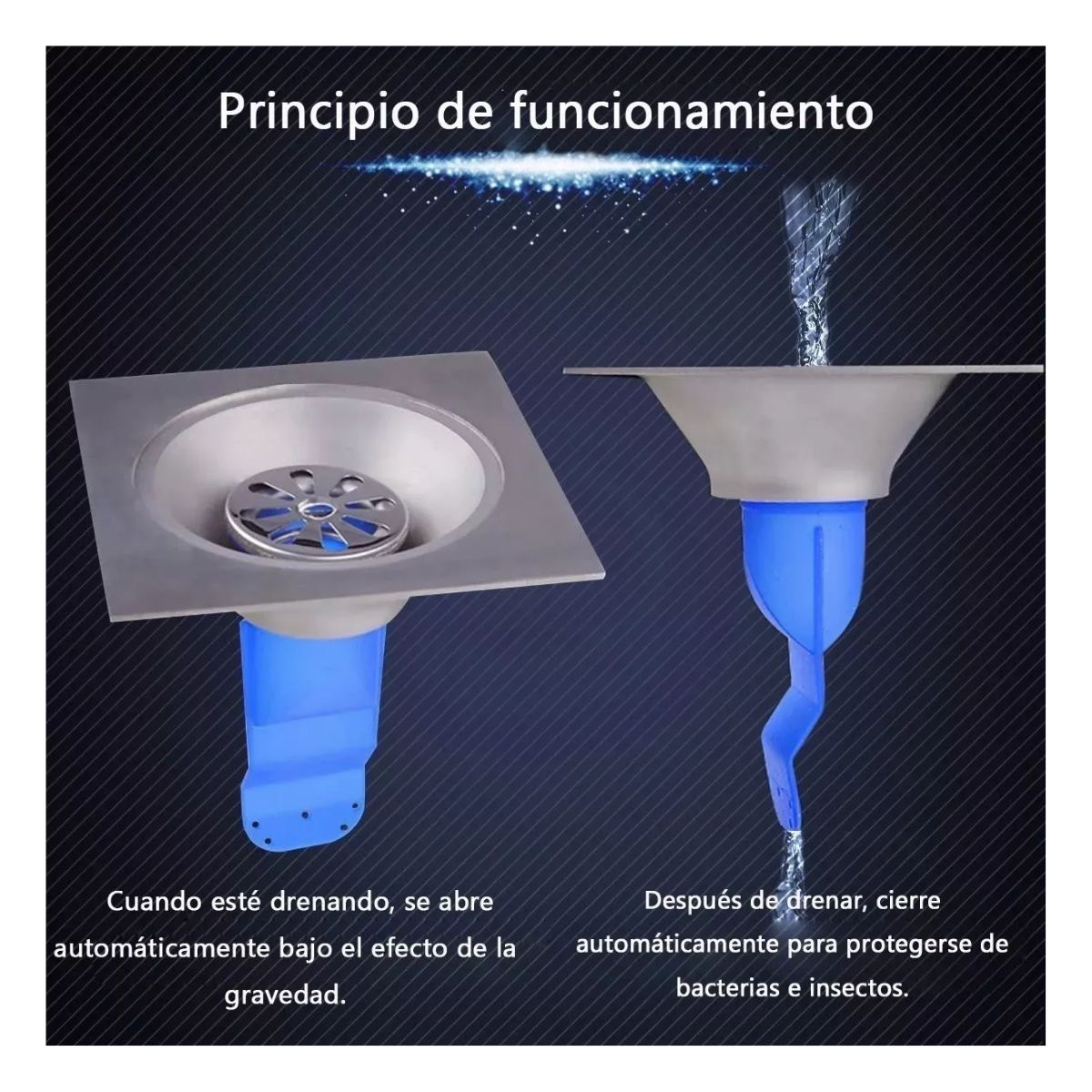 Válvula Antiolores+no Retorno+anti Bichos, Para Coladera 6pz Azul