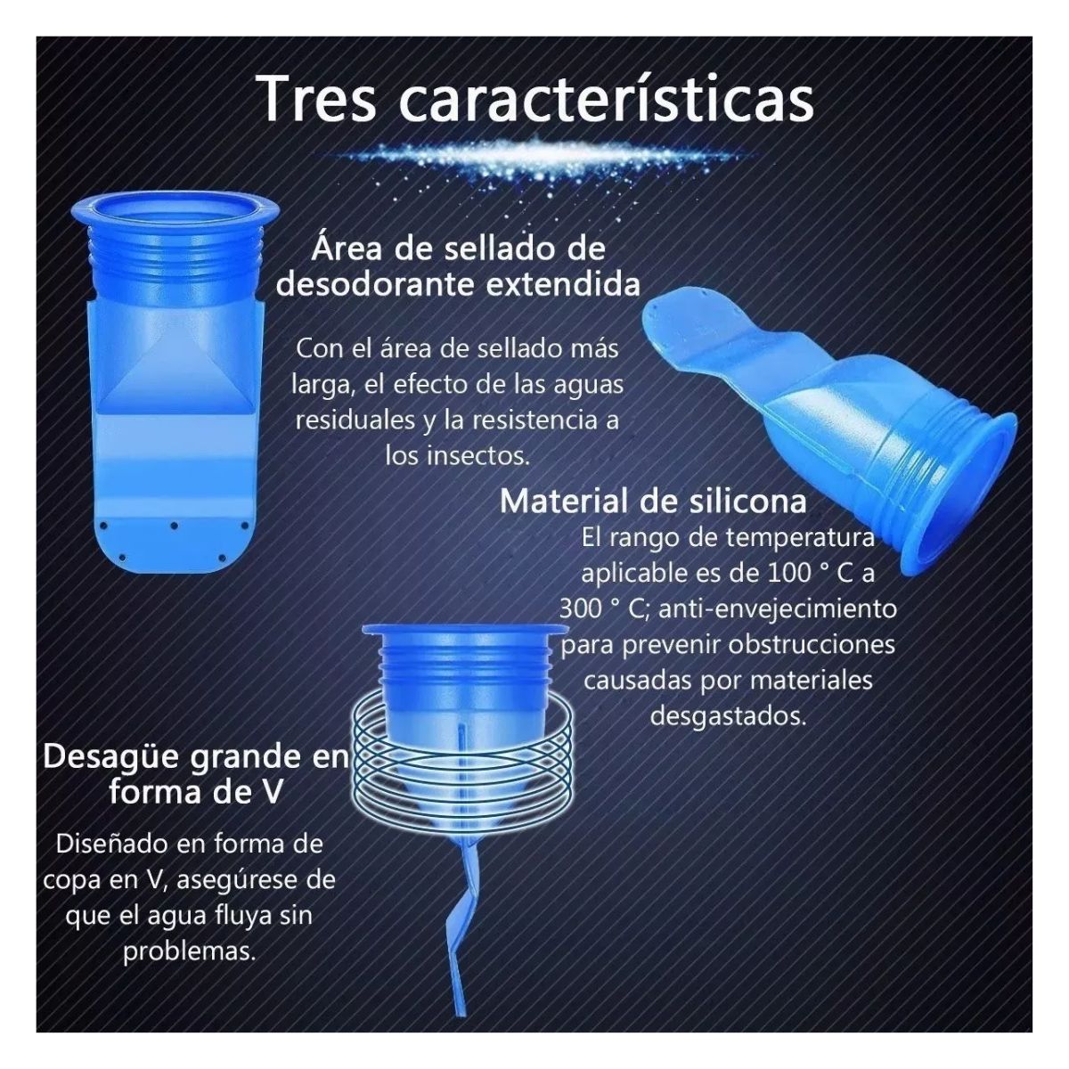 Válvula Antiolores+no Retorno+anti Bichos, Para Coladera 6pz Azul