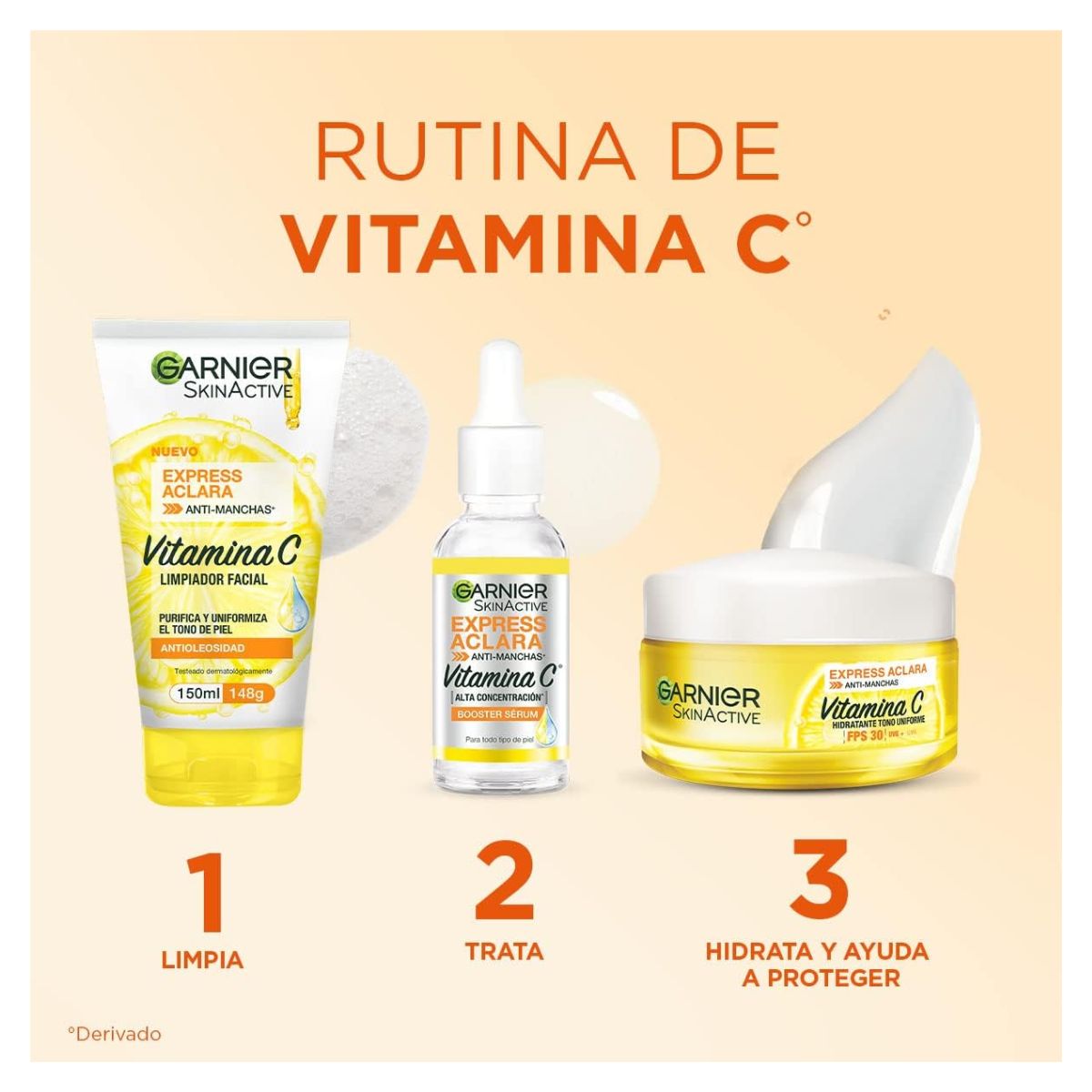 Kit garnier express Aclara Serum, crema, gel con vitamina C