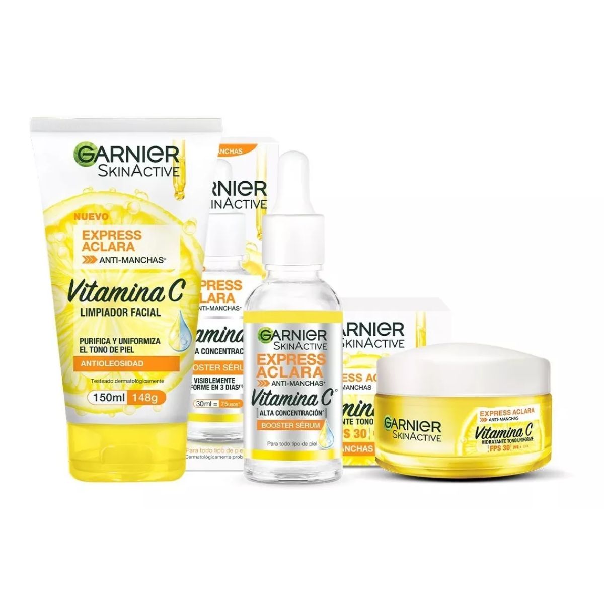 Kit garnier express Aclara Serum, crema, gel con vitamina C