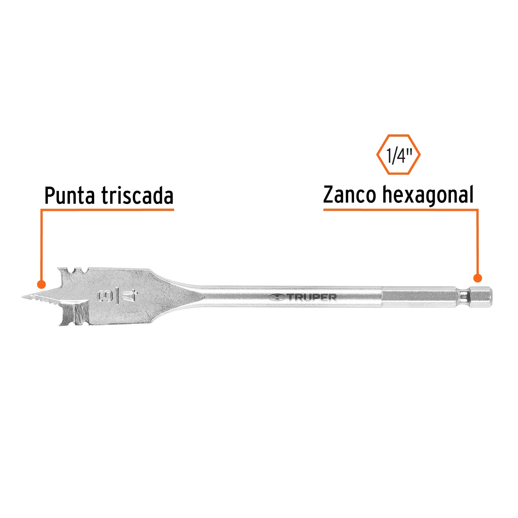BROCA PLANA DE MANITA 3/4" PARA MADERA, TRUPER 11378 