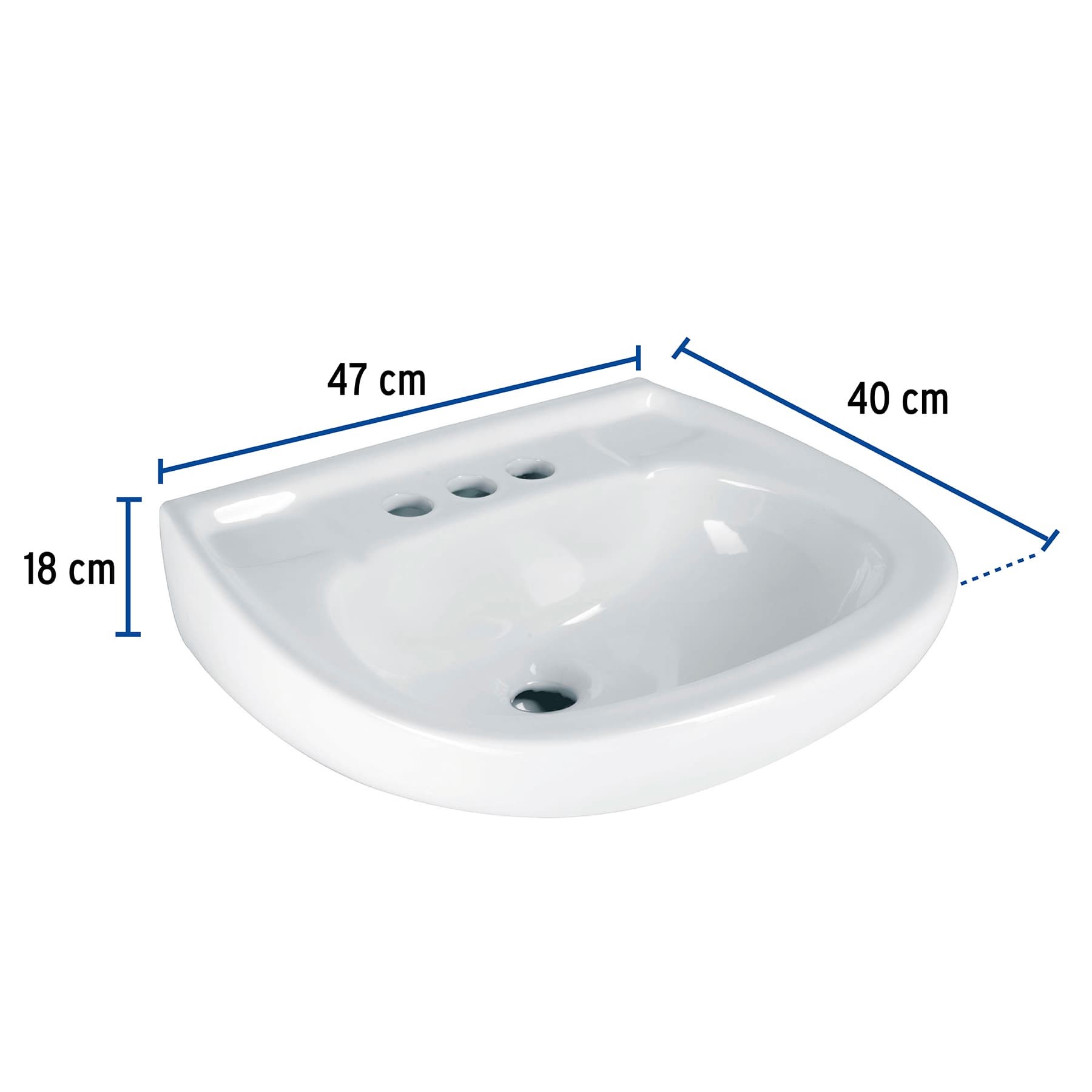 LAVABO CERÁMICO CON REBOSADERO, BLANCO, FOSET 44002