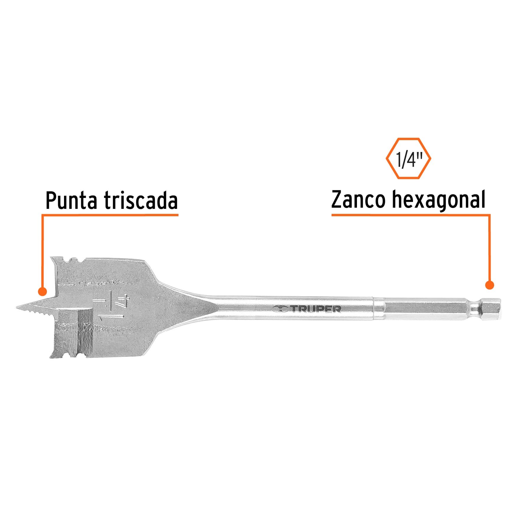 BROCA PLANA DE MANITA 1-1/4" PARA MADERA, TRUPER 11390