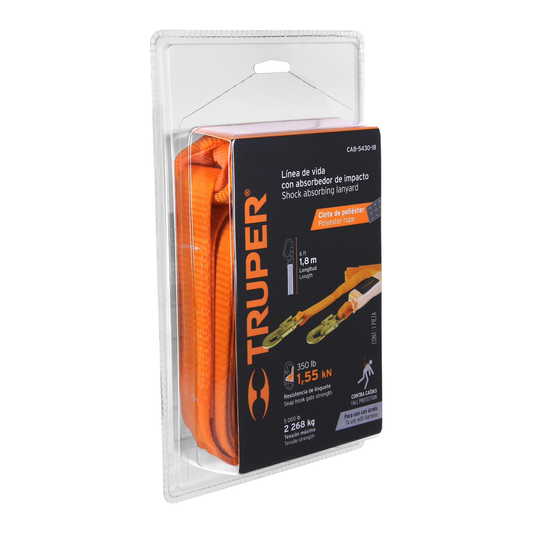 LÍNEA DE VIDA 1.8 M CINTA POLIÉSTER CON ABSORBEDOR IMPACTO 14446