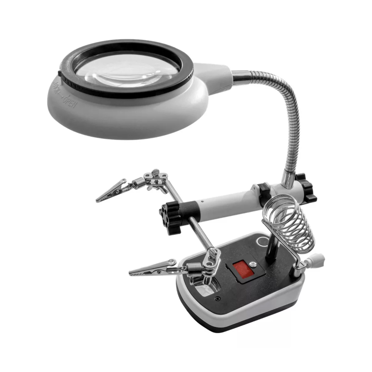 Lupa Tipo Lámpara De Escritorio 2 Sujetadores 8 Luz Led