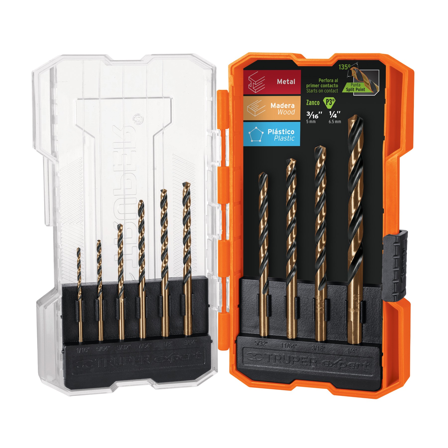 JUEGO DE 10 BROCAS HSS PARA METAL EN ESTUCHE, TRUPER EXPERT 11399