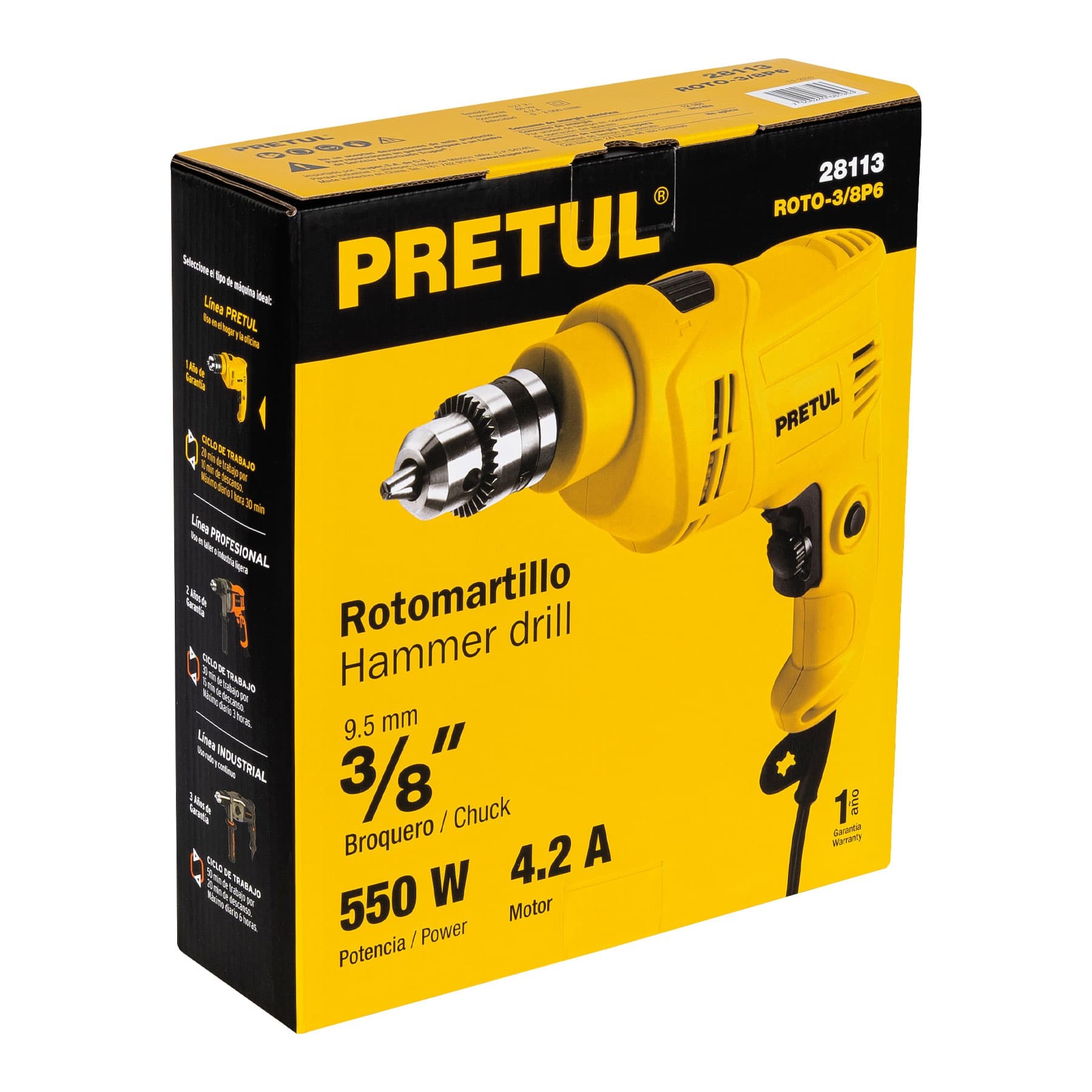 ROTOMARTILLO 3/8" 550 W, PRETUL 28113