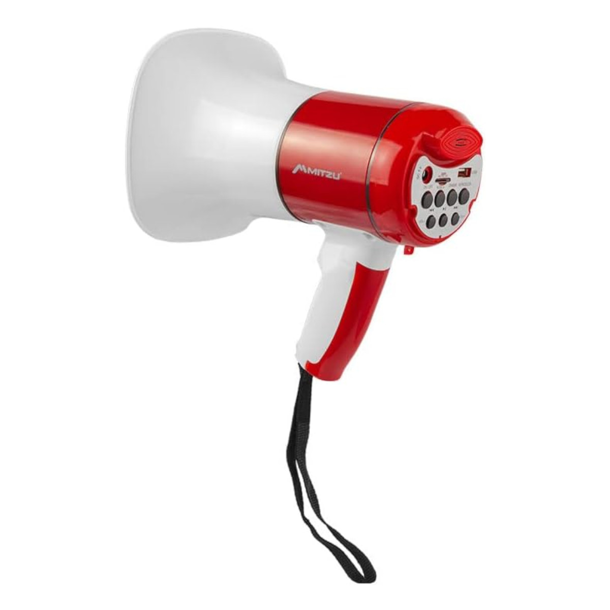 Megáfono Mitzu MEG-650RD recargable 20w 700mts blanco con rojo.