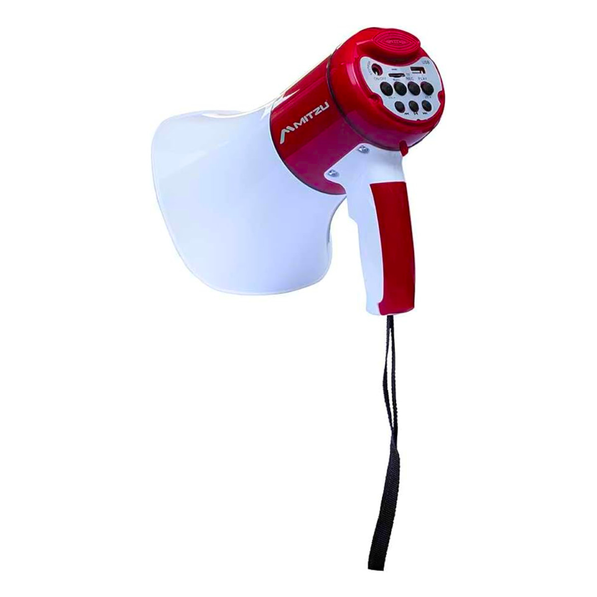 Megáfono Mitzu MEG-650RD recargable 20w 700mts blanco con rojo.