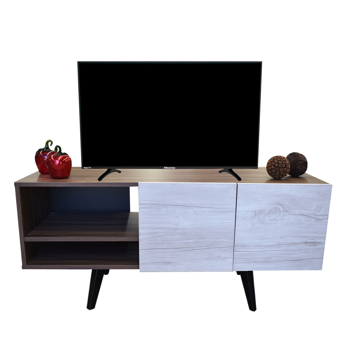  Mueble para TV de 50" Suecia  Elegante e Inteligente  Hogare Parota Blanco 