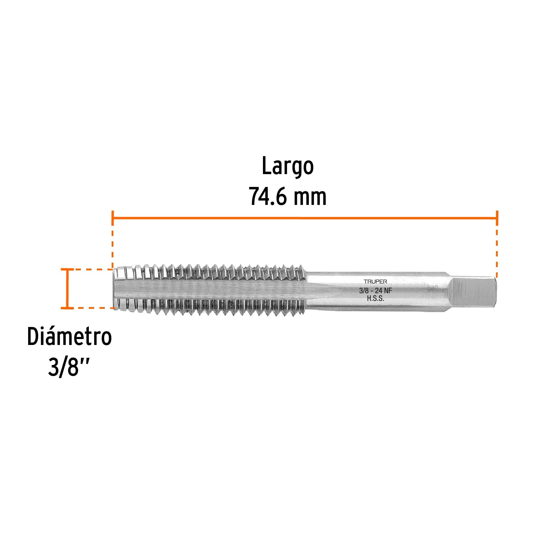MACHUELO SEMICÓNICO 3/8"X 24 CUERDA FINA, TRUPER 11410
