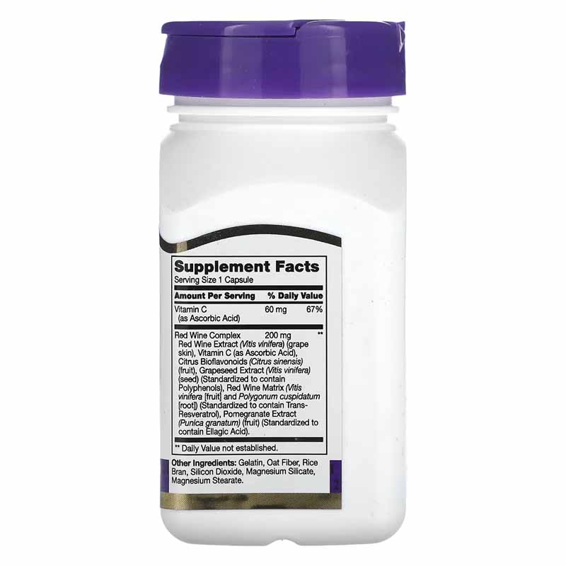 Resveratrol 200mg 90 capsulas 21st Century con Extracto de Vino Tinto Antioxidante