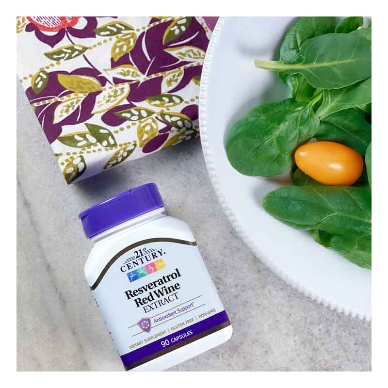 Resveratrol 200mg 90 capsulas 21st Century con Extracto de Vino Tinto Antioxidante