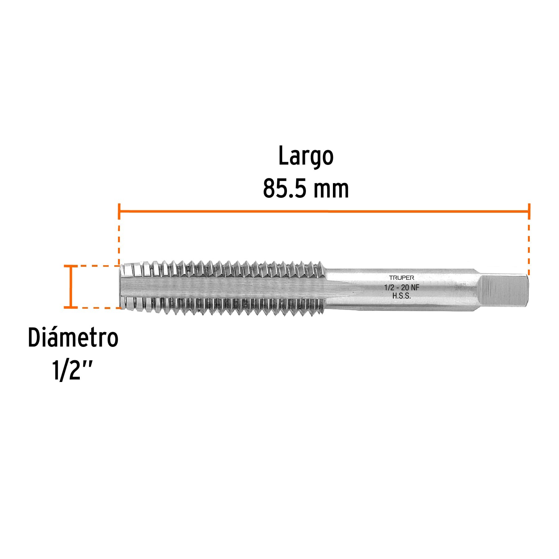 MACHUELO SEMICÓNICO 1/2" X 20 CUERDA FINA, TRUPER 11414