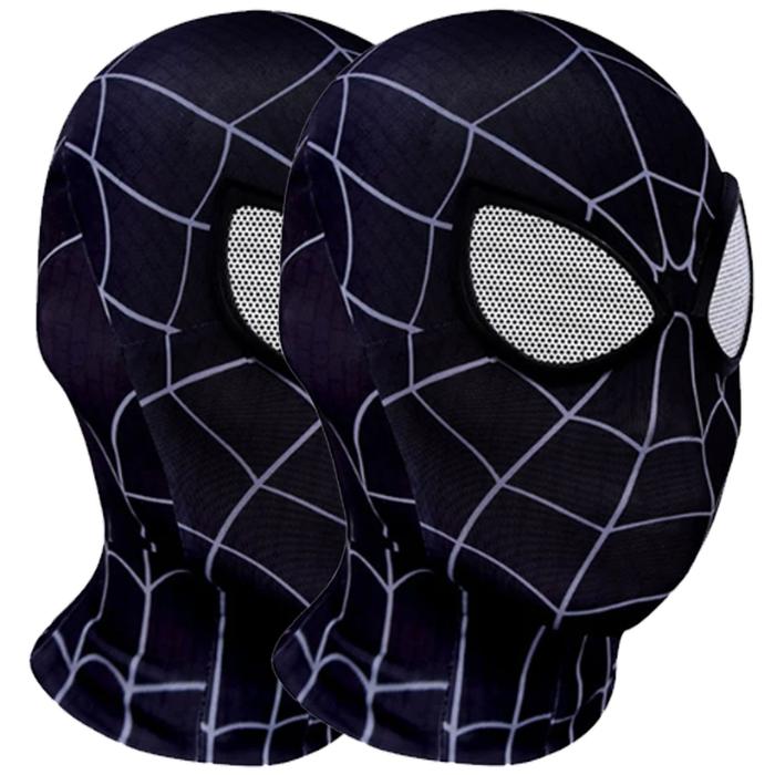 Máscara de Tela de Spiderman MXRKI-002-5 2Pzas 59cm Diámetro Poliéster Negro Máscara Spiderman, SpiderBlack02