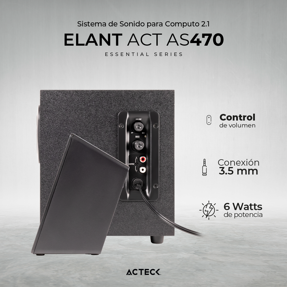 Sistema De Sonido Elant Act As470 2.1 Ch Subwoofer Alambrico Acteck