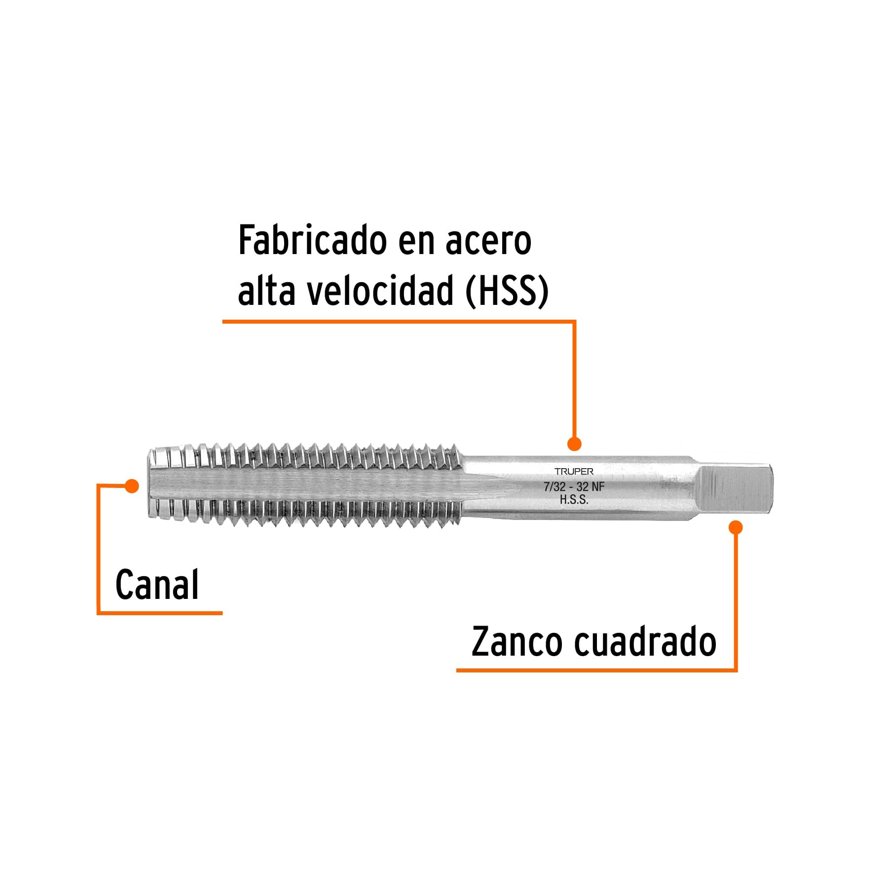 MACHUELO SEMICÓNICO 7/32" X 32, CUERDA FINA, TRUPER 11420