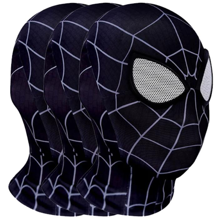 Hombre araña Máscaras Modernas MXRKI-003-1 3Pzas 59cm Diámetro Poliéster Negro Máscara Spiderman, SpiderBlack02