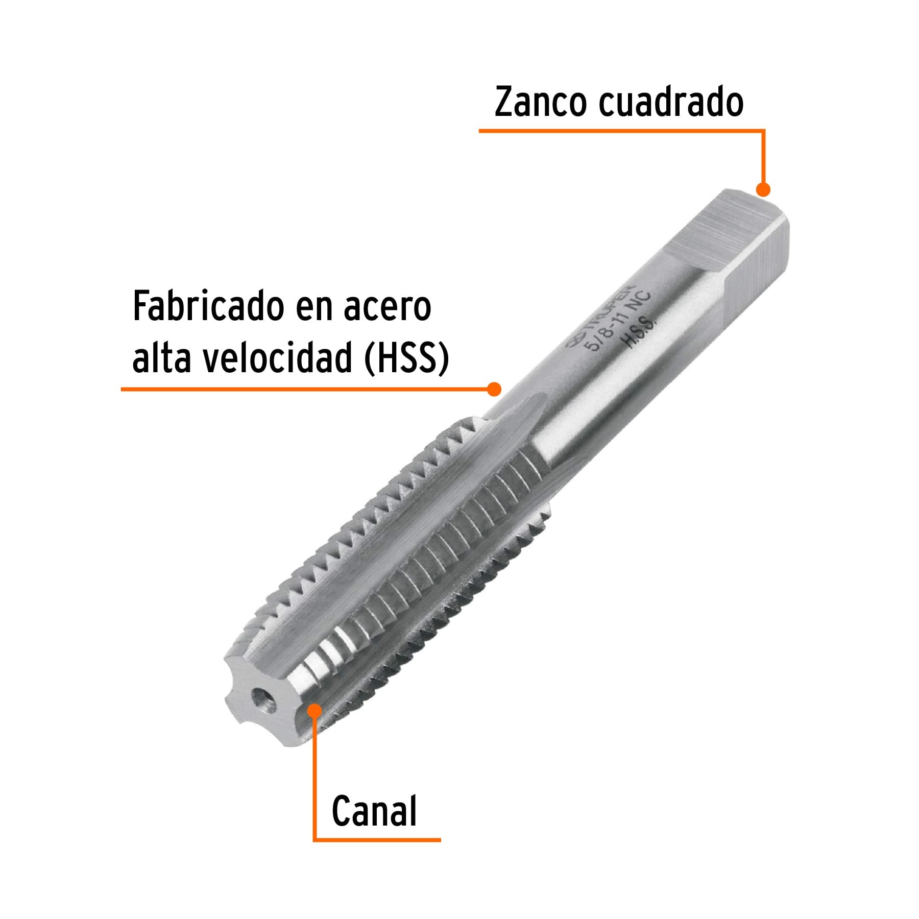 MACHUELO SEMICÓNICO 5/8"X11 UNC, ESTUCHE INDIVIDUAL, TRUPER 11423