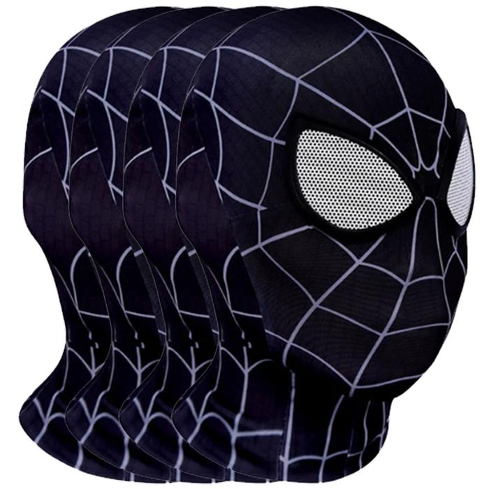 Disfraz de Terrorífico Halloween MXRKI-004-4 4Pzas 59cm Diámetro Poliéster Negro Máscara Spiderman, SpiderBlack02