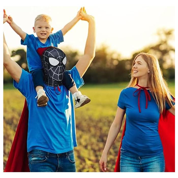 Disfraz de Terrorífico Halloween MXRKI-004-4 4Pzas 59cm Diámetro Poliéster Negro Máscara Spiderman, SpiderBlack02