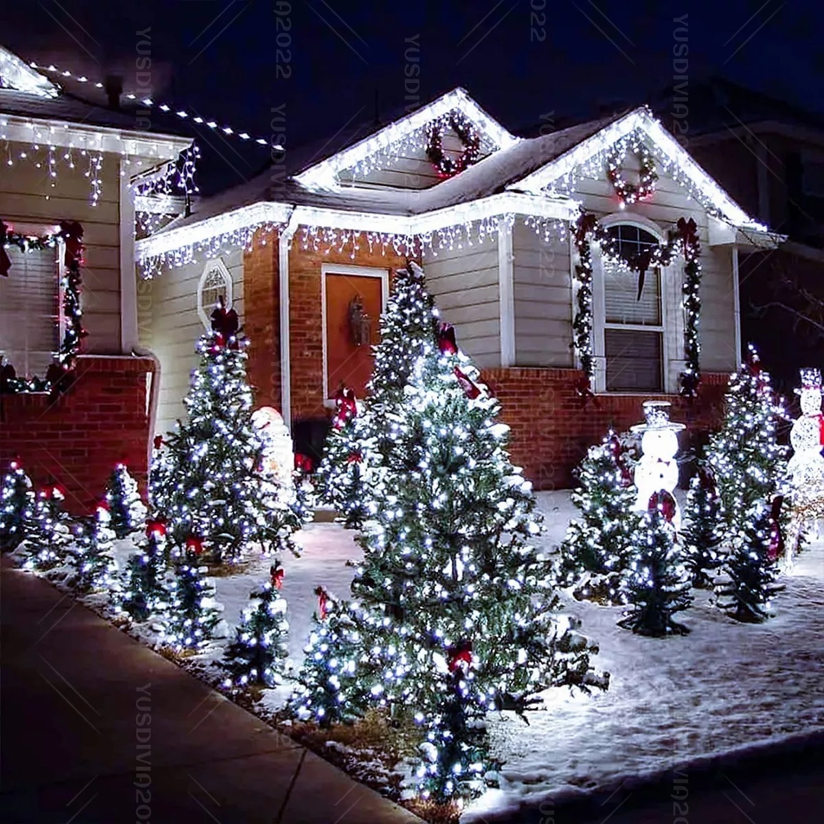 Guirnalda De Luces Solares Navidad 200 Led Focos 8 Modos 22m Frio